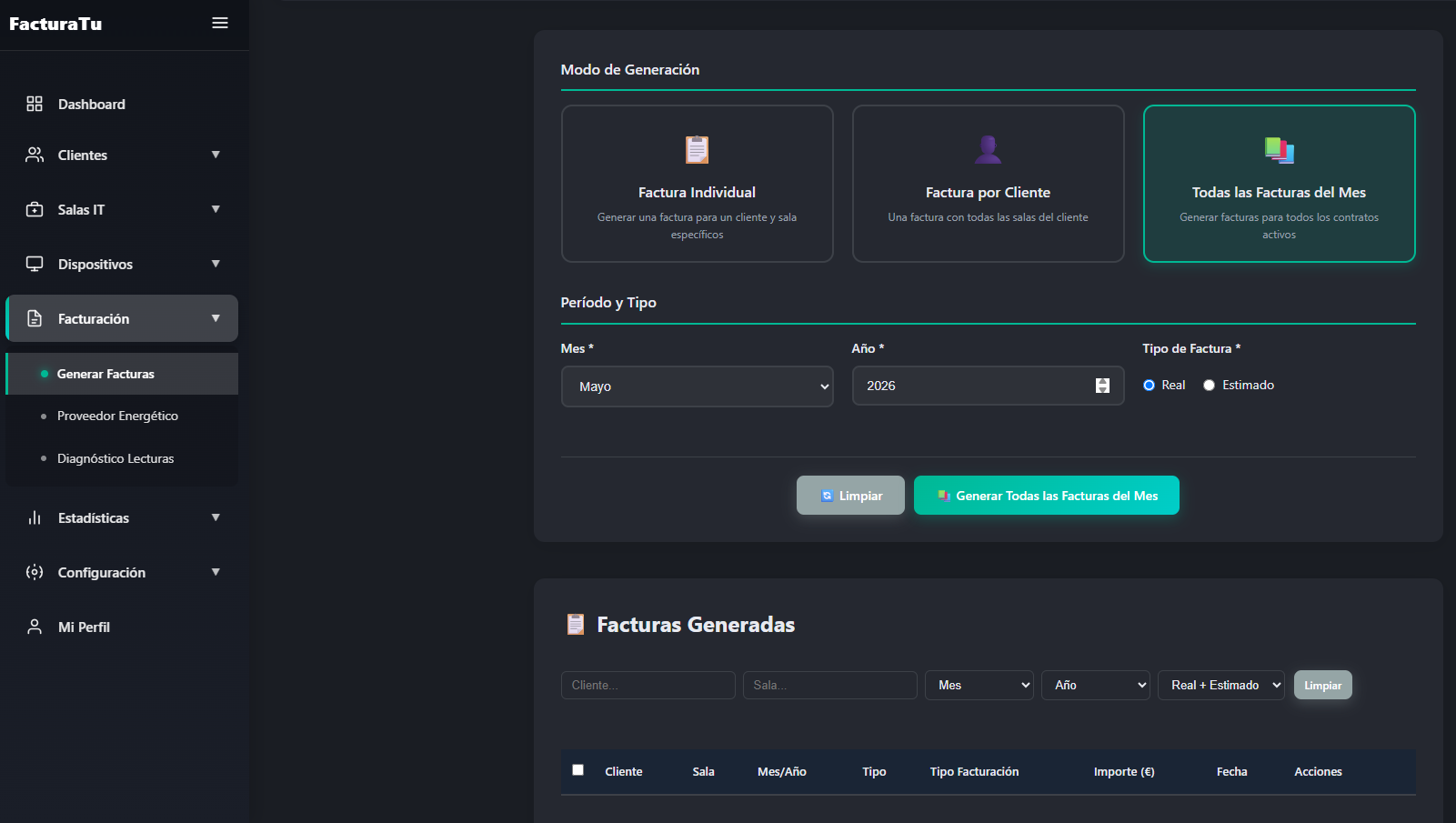 FacturaTu — billing interface